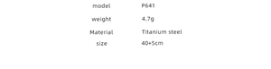 Specifiche della collana in titanio: Modello P641, peso 4,7g, dimensioni 40+5cm