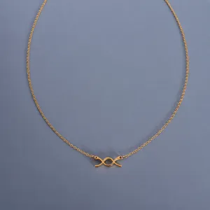 Collana minimalista con ciondolo a fiocco XO in acciaio al titanio placcato oro rosa 18k