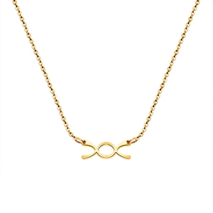 Collana minimalista con ciondolo a fiocco xo in acciaio inossidabile placcato oro 18k