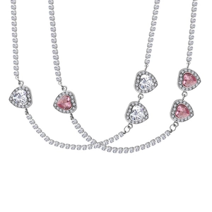 Collana tennis con ciondolo a cuore in zircone nei toni rosa e bianco da donna