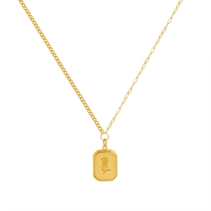 Französischer Goldchoker mit geprägtem Rosenanhänger und asymmetrischer Kette