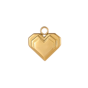 Pendentif cœur en acier inoxydable plaqué or 14K avec design géométrique étagé