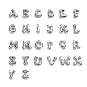 Set of 26 3D bubble style alphabet pendants in polished silver stainless steel finish