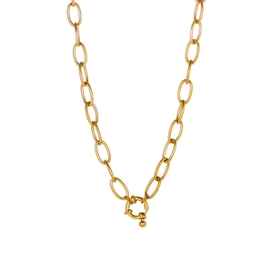 Minimalistische 18K vergoldete Edelstahlkette mit groben Gliedern und rundem Federverschluss