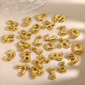 Golden 14K vacuum plated bubble style A-Z alphabet pendants for DIY jewelry making