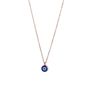 Collana con ciondolo occhio di Allah in acciaio inossidabile dorato e smalto blu su bianco
