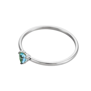 18K gold plated stainless steel ring featuring a heart-shaped blue birthstone