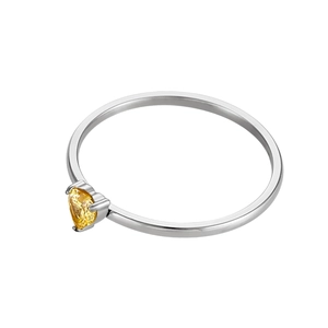 Stainless steel 18K gold plated ring featuring a heart-shaped yellow zircon birthstone