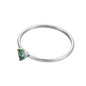 Elegant 18K gold plated heart birthstone ring with teal gradient cubic zirconia