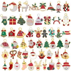 Pendentifs en Acier Inoxydable Noël DIY Charms Dessin Animé Émail Père Noël Renne Arbre Crâne Fantôme Pour Fabrication de Bijoux