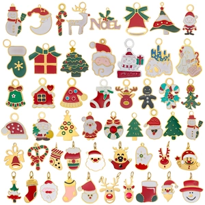 Lot de 46 breloques de Noël en émail avec motifs père noël et renne pour bijoux artisanaux