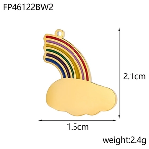 Rainbow cloud pendant detail with 18K gold plating and dimensions of 2.1cm by 1.5cm