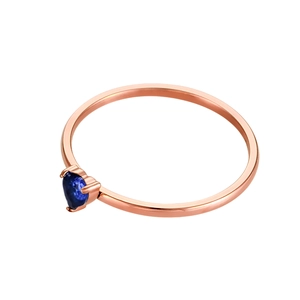 18K rose gold plated stainless steel ring with a heart-shaped blue zircon stone