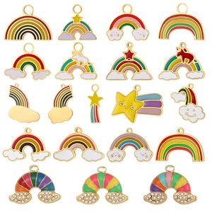 Stainless Steel Rainbow Cloud Star Charms Enamel Drip Oil Pendants For Jewelry Making DIY Necklace Earring Accessories