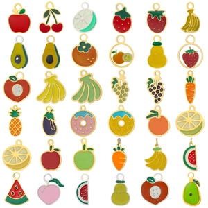 Fruit Vegetable Enamel Charms Stainless Steel Electroplated Pendants For DIY Jewelry Making Necklace Bracelet Accessory