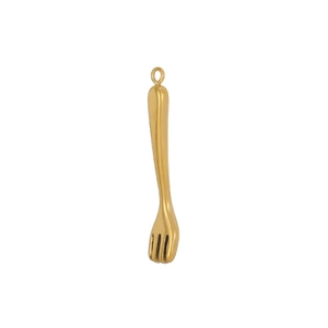 Detailed macro view of a vintage style 18K gold plated stainless steel fork pendant