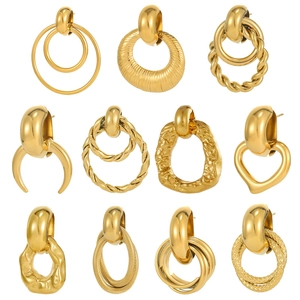 Orecchini a Cerchio Geometrici Multistrato in Acciaio Inossidabile Vintage per Donna Orecchini di Lusso Leggeri Placcati Oro Argento Gioielli