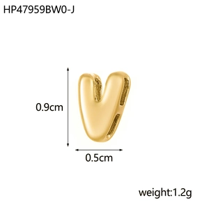 Pendentif lettre V doré 18K poli de 0,9 cm pour la création de bijoux DIY