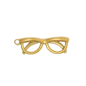 Macro detail of 18K gold plated vintage cat-eye glasses pendant charm with matte finish