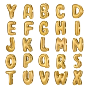Pendentifs lettres alphabet 3D plaqués or pour la fabrication de bijoux DIY style bulle