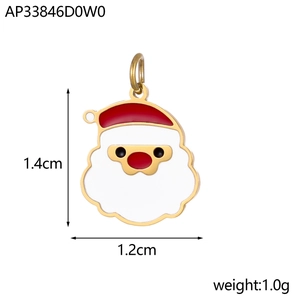 Cartoon Santa Claus pendant with red enamel finish, dimensions 1.4cm x 1.2cm
