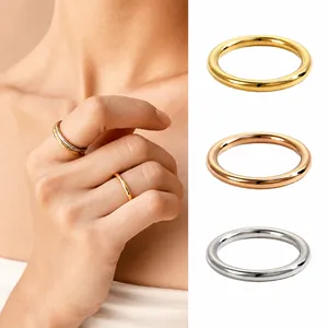 Minimalistischer 304 Edelstahl Ring Unisex Poliert PVD Galvanisiert Schlichter Band Ring Geometrischer Mode Schmuck Fingerring