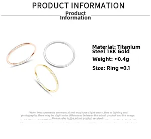 Set di tre anelli sottili minimalisti in acciaio al titanio oro argento e oro rosa da 0.1cm