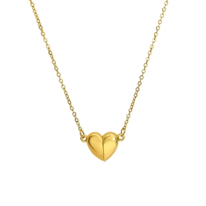 Classic 18K gold-plated titanium steel magnetic heart pendant necklace for couples