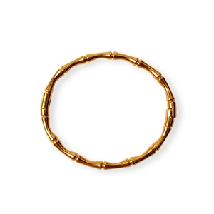 Minimalist 18K gold plated titanium steel bamboo joint bracelet with a sleek finish