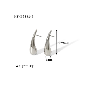 Detailed dimensions of silver teardrop earrings showing 22.9mm height and 8mm width