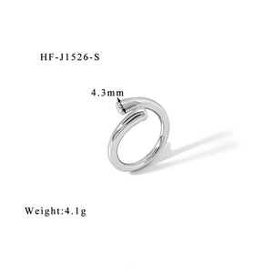 Detail showing 4.3mm width and 4.1g weight of minimalist polished silver heart open ring