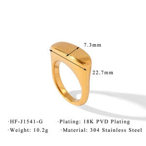 Detail specifications of 18K PVD gold plated 304 stainless steel ring with dimensions