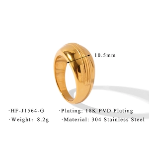 Dettagli dell'anello largo in acciaio inossidabile 18K placcato PVD 10,5 mm finitura oro