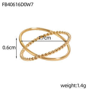 Detailed size specifications of gold twisted double layer ring with 1.7cm inner diameter