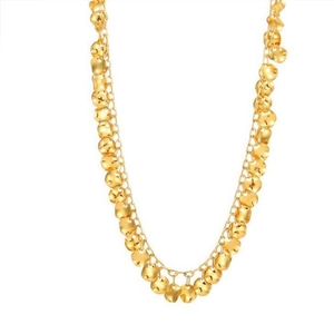 Gold stainless steel necklace featuring multiple hammered disc pendants on a fine chain