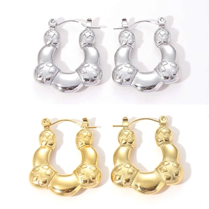 Orecchini a Cerchio Creole a Forma di U in Acciaio Inossidabile Vintage da Donna Placcati Oro Argento Design a Blocchi Geometrici