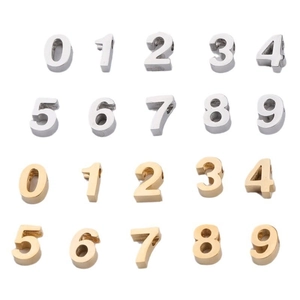 Polished Stainless Steel 0-9 Number Beads For DIY Jewelry Making Mirror Arabic Numeral Pendants Gold Silver Accessories