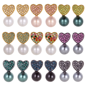 Élégantes Boucles d'Oreilles Clous en Acier Inoxydable en Forme de Cœur Avec Zirconium Micro Pavé Boucles d'Oreilles Künstliche Perles