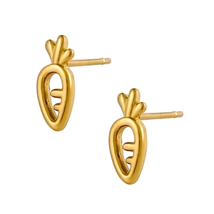 Polished 18K gold plated stainless steel carrot stud earrings with a minimalist design