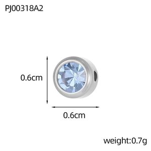 DIY bead accessory with light blue crystal inlay and 0.6cm silver steel finish