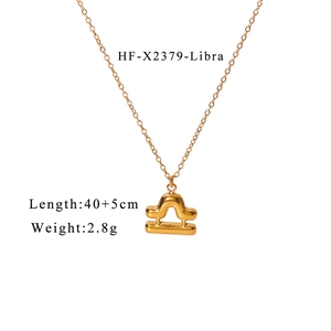 Detailed view of Libra pendant necklace with 40+5cm length and 2.8g weight specs