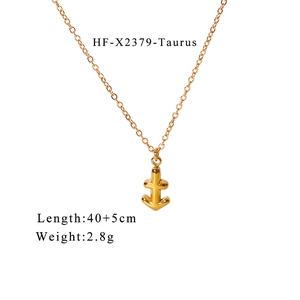Detail view of 18K gold plated Taurus zodiac necklace with 40+5cm length and 2.8g weight