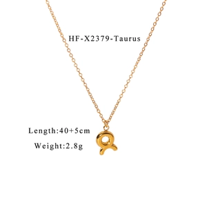 18K gold plated Taurus zodiac necklace detail showing 40+5cm length and 2.8g weight