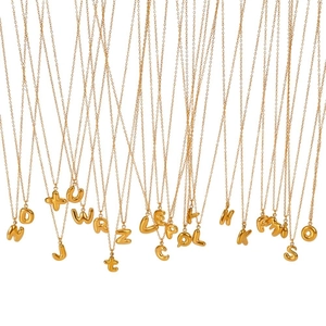 Golden 18K plated stainless steel balloon 26 letters bubble pendant necklace set