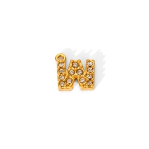 18K gold plated stainless steel letter W pendant with sparkling zircon micro-paving