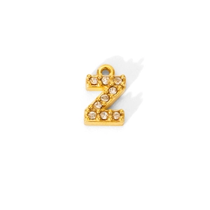 Macro shot of 18K gold plated letter Z pendant with micro-pave cubic zirconia stones