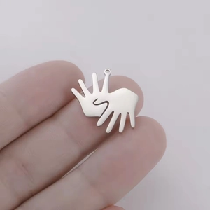 Pendentif gestuelle de main créatif en acier inoxydable argenté pour bijoux DIY