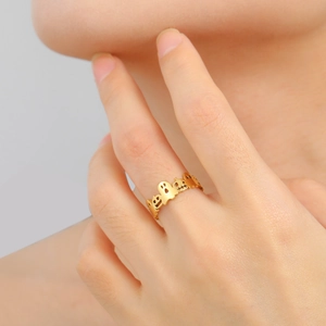 Halloween pumpkin ghost gold open ring minimalist jewelry gift for women party