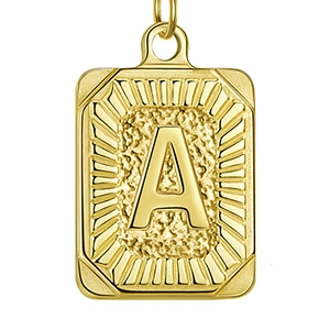 Roestvrijstalen Rechthoekige Alfabet Letter Hanger Voor DIY Sieraden Maken Retro Gehamerde Textuur A-Z Initialen Charms