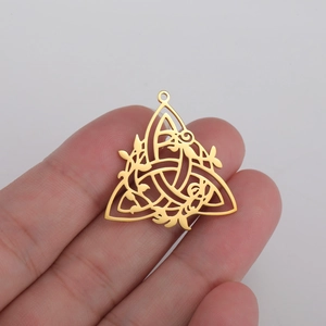 Hollow Celtic Knot Stainless Steel Pendant Triquetra Floral Vine Charm For Necklace Jewelry Making Women Ethnic Accessories